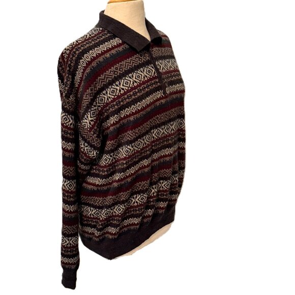 Cambridge Classics Sweater Mens Grandpa Knit Large Long Sleeve Fair Isle Y2K Vnt - Picture 3 of 8